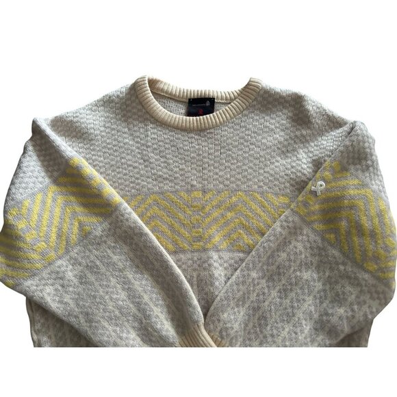 Vintage DEMETRE 100% Wool Knit Sweater Beige & Yellow Geometric Pattern Size XLa - Picture 5 of 12